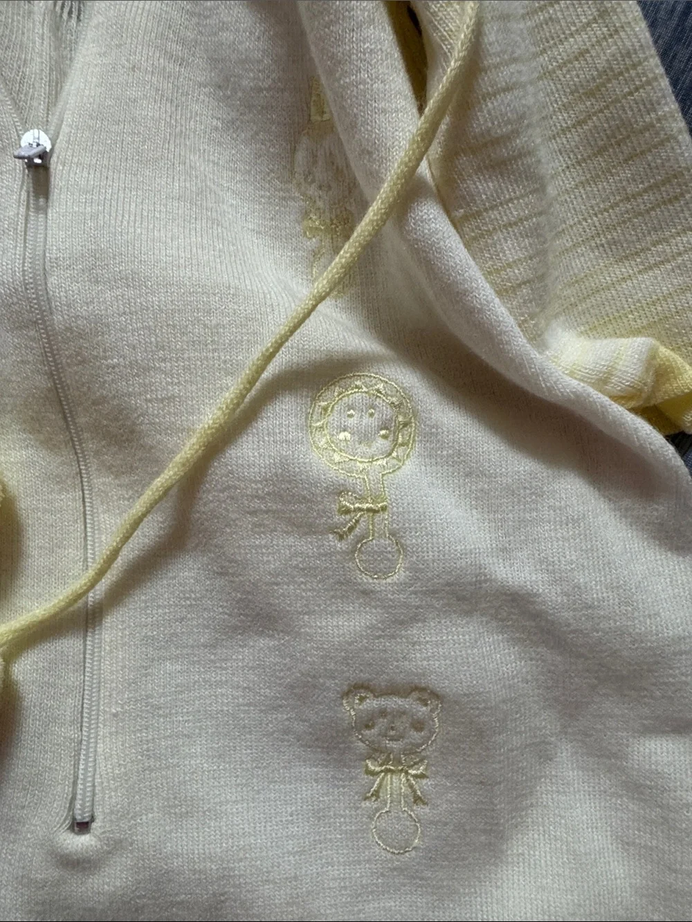 Baby Hooded Zip Sleep Sack in Cream with Light Yellow Trim